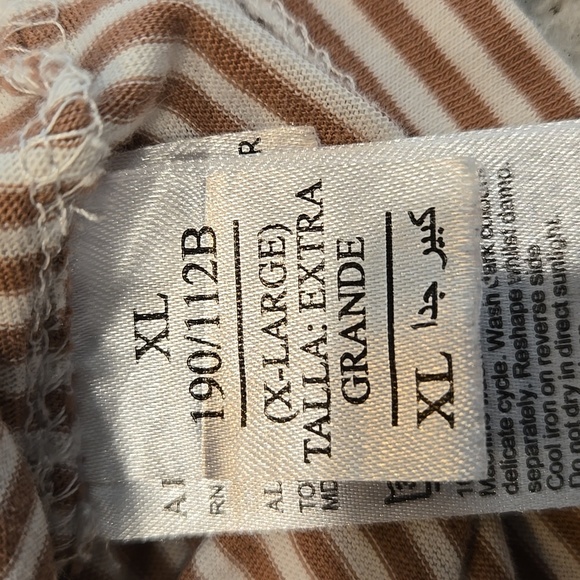 ALLSAINTS TONIC ROKU SS CREW T-SHIRT. SIZE X-LARGE. STRIPED. BROWN/CREAM. - Picture 4 of 10